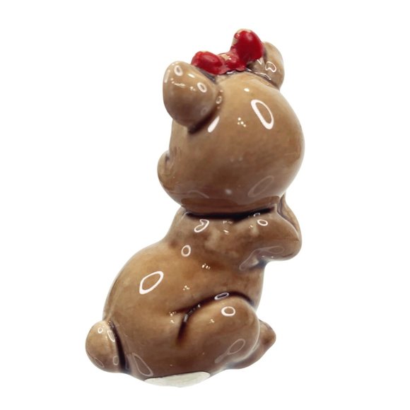 Vintage Anthropomorphic Baby Bear Figurine Ceramic Miniature Girl Japan Kitsch - Picture 7 of 9